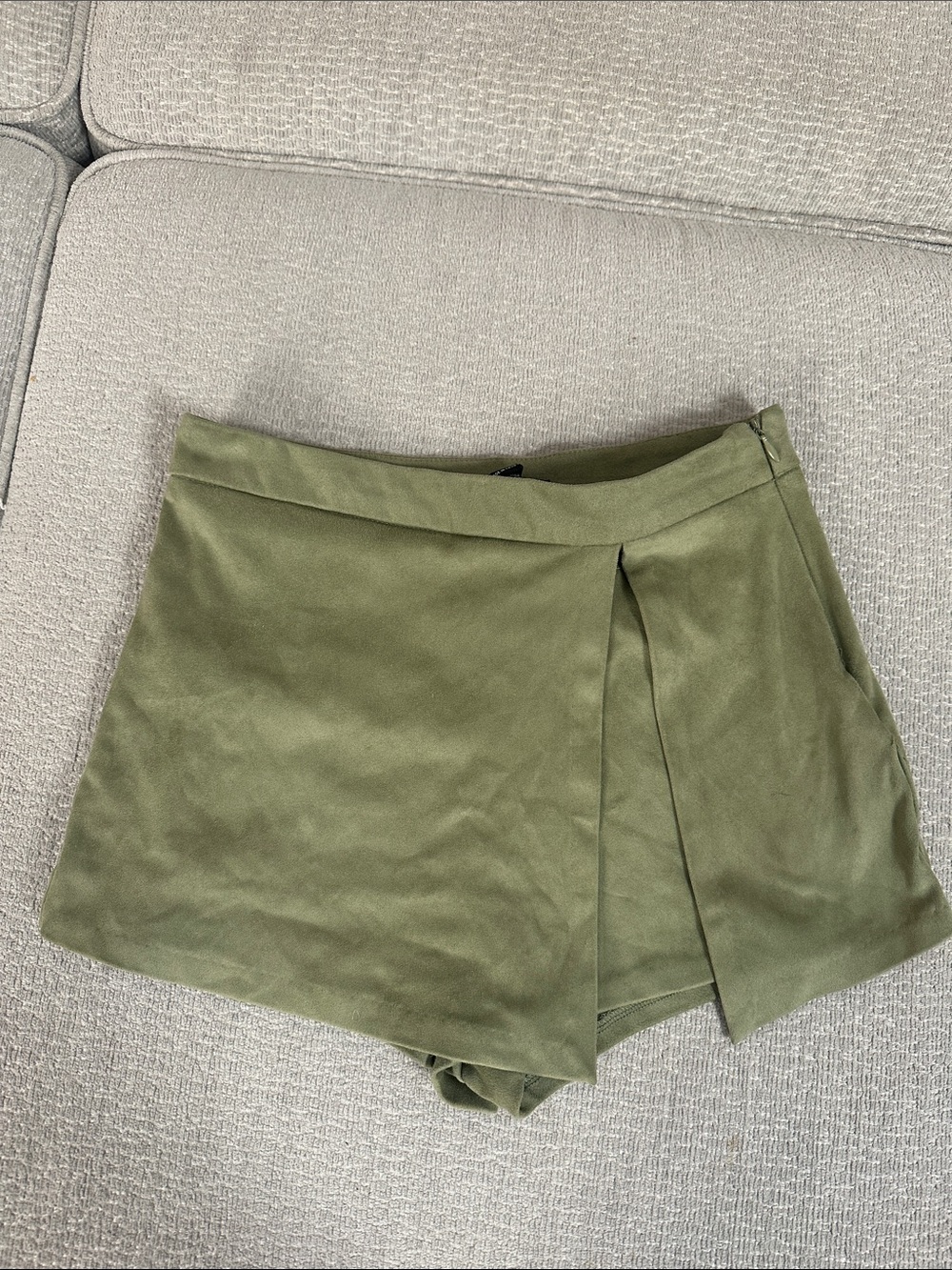 Forever 21 Suede Olive Green Wrap Skort